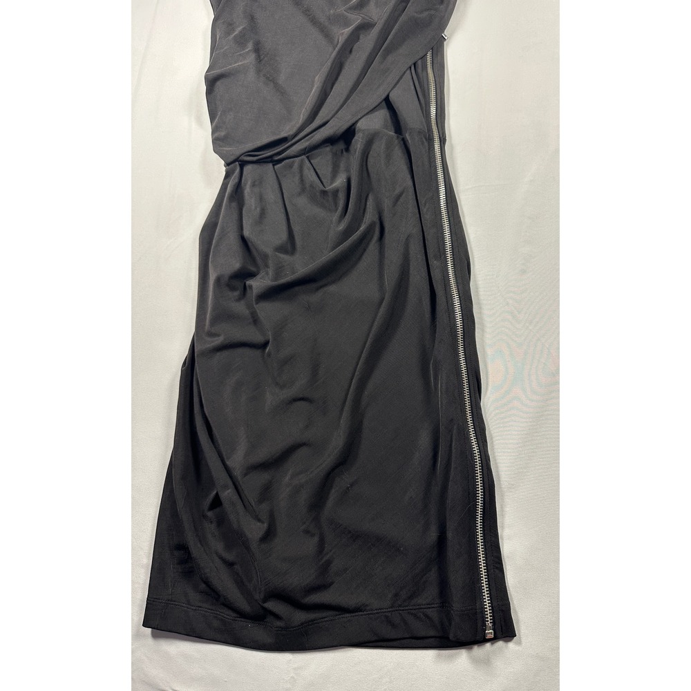 Armani Exchange Black Draped Ruched Side Zip Cocktail Dress XS Sleeveless